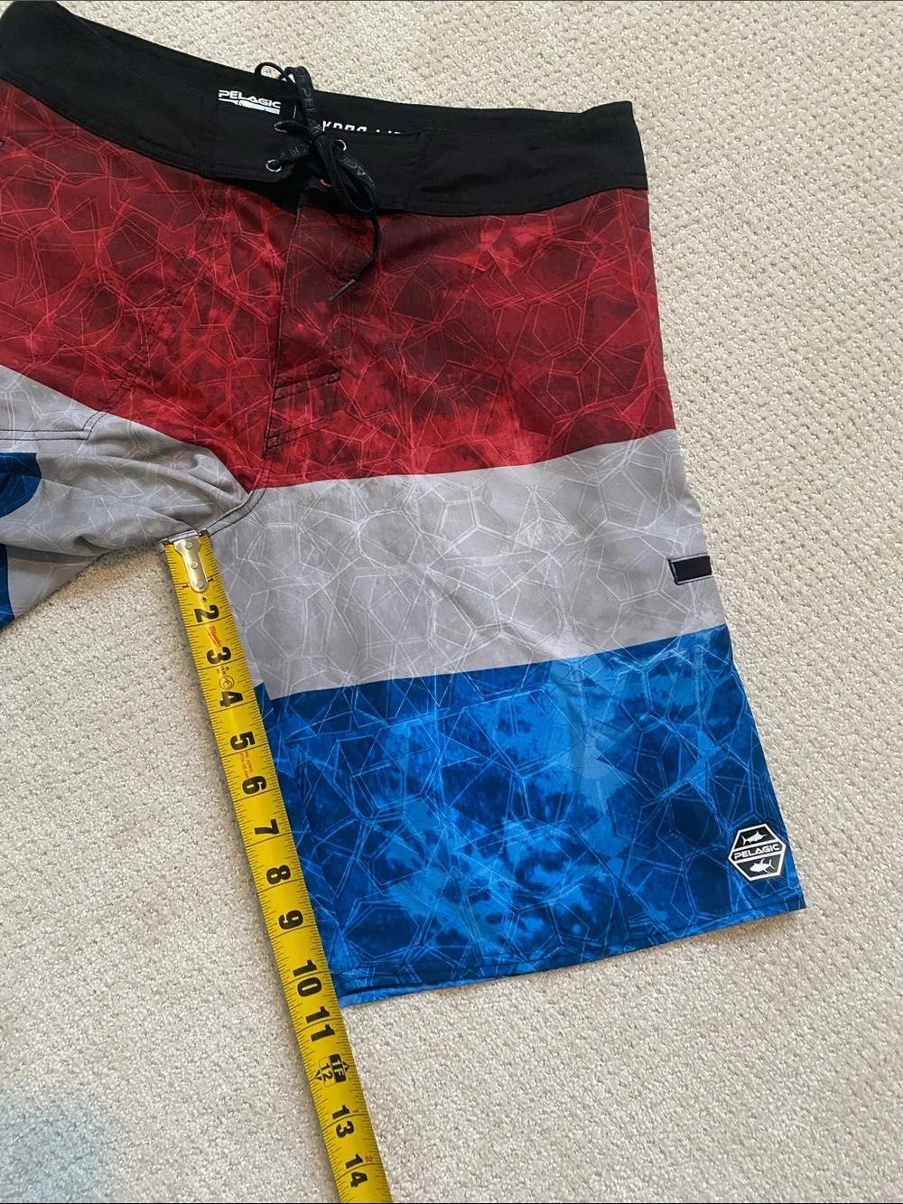 Men’s PELAGIC Hydro-Lite Swim Trunks - Red, Gray & Blue